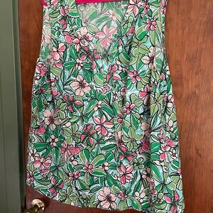 Talbots Green and Pink Floral sleeveless Top